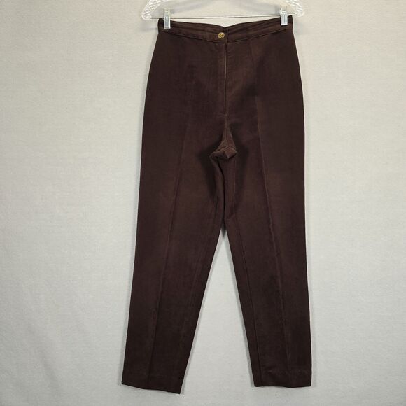 Vintage Chalie Chalie Velvet Slacks Brown  Pants Back Pocket Design Size 28 - Picture 3 of 16